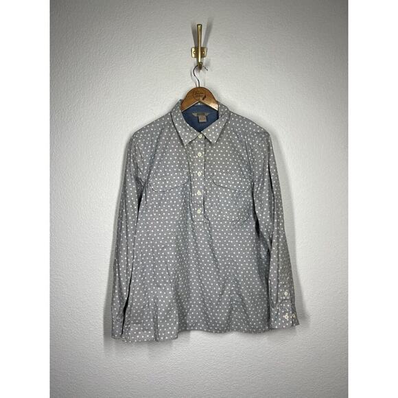 Duluth Trading Co Womens Printed 1/2 Placket Popover Top XL Cotton Poplin - Picture 1 of 3